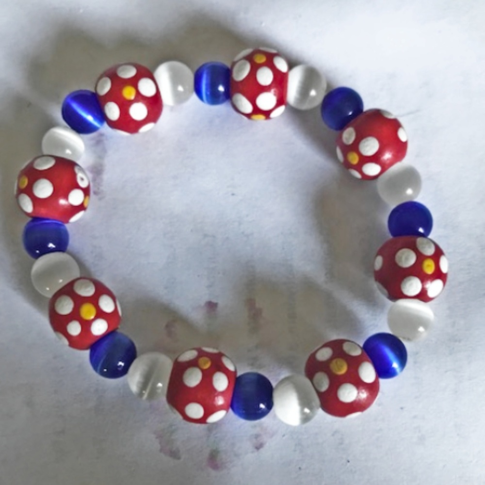 Handmade Patriotic Stretch bracelet small wrist